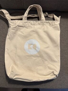 BAGGU Canvas Tote Bag in Natural with White Logo